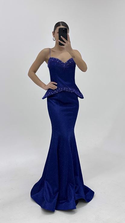 Saks Herzausschnitt Perlenbestickt Abendkleid
