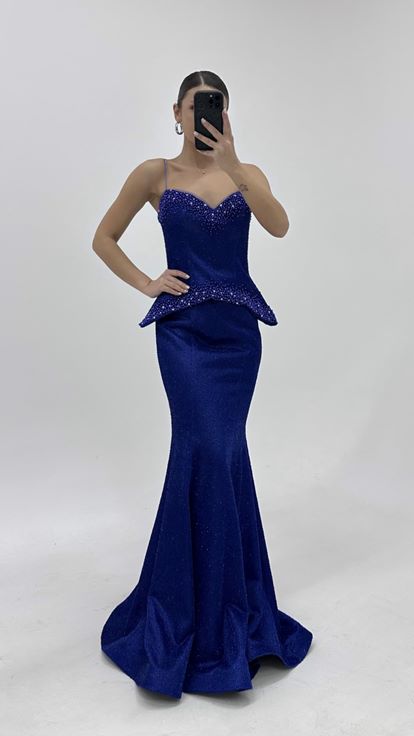 Saks Herzausschnitt Perlenbestickt Abendkleid