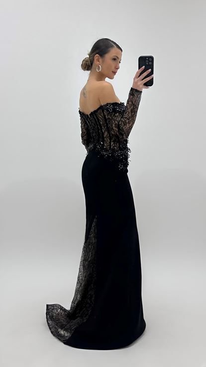 Black Long Sleeve Mermaid Evening Dress