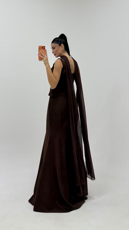 Brown Sparkly Long Mermaid Evening Dress