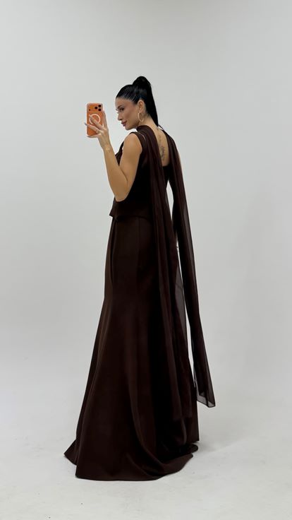 Brown Sparkly Long Mermaid Evening Dress