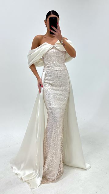 Robe de soirée en satin à paillettes
