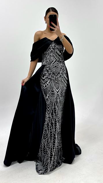 Robe de soirée en satin à paillettes