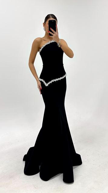 Robe de soirée sirène ornée de cristaux