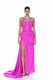 Pembe Halter Yaka Taşlı Abiye Elbise