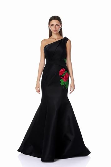 Black OneShoulder Mermaid Style Evening Dress