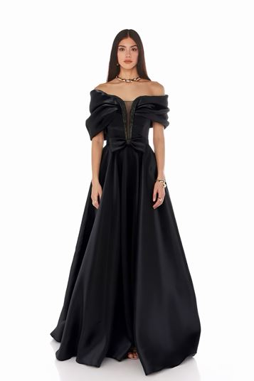 Black Strappy Shiny Evening Dress