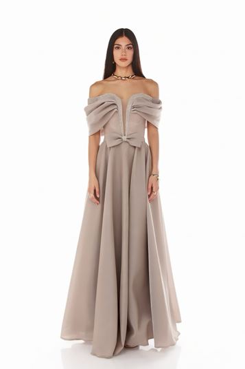 Mink Strappy Shiny Evening Dress