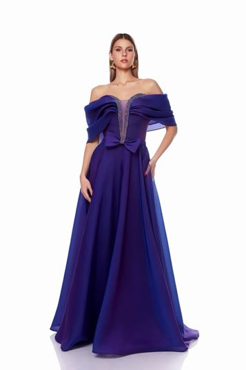 Purple Strappy Shiny Evening Dress