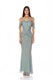 Mint Drape Detaylı Payetli Abiye Elbise