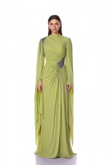 Abito da sera decorato con colletto alla coreana di Çağla