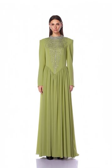 Çağla Robe de soirée froncée longueur en V