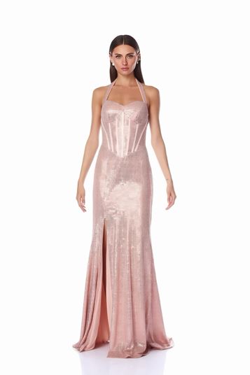 Abito da sera firmato Rose Sparkling con spacco