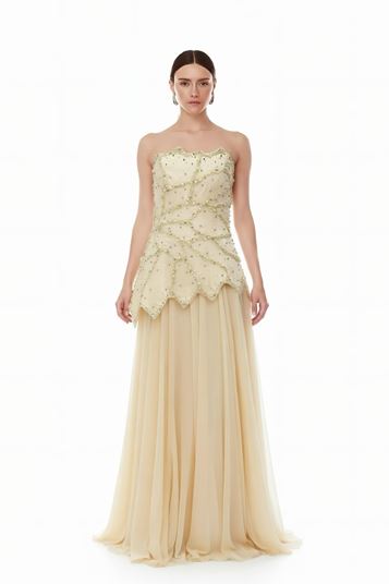 Butter Yellow Asymmetrical Evening Dress