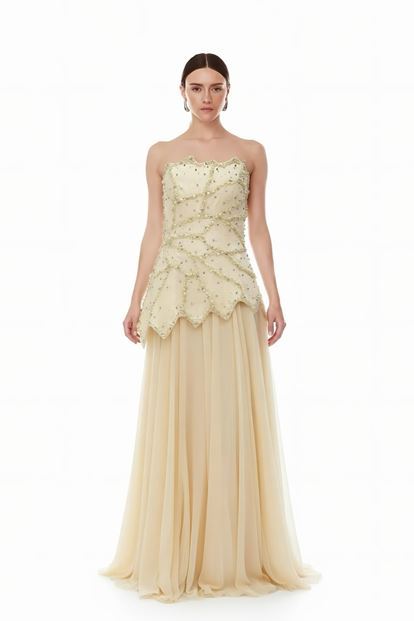 Butter Yellow Asymmetrical Evening Dress