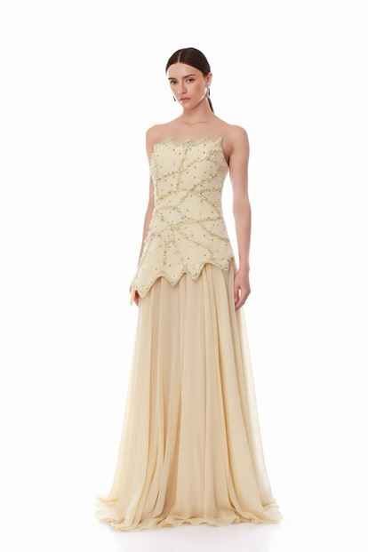 Butter Yellow Asymmetrical Evening Dress