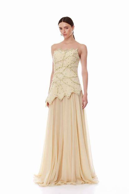 Butter Yellow Asymmetrical Evening Dress