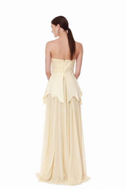Butter Yellow Asymmetrical Evening Dress