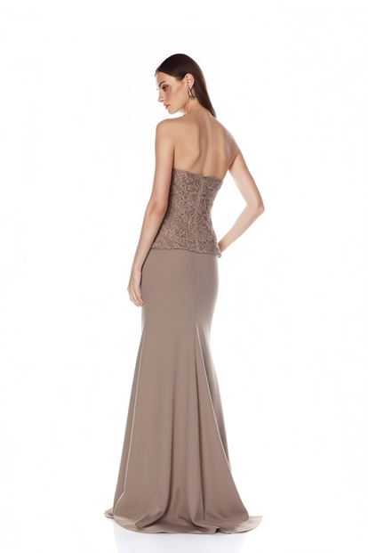 Vizon Bağcıklı Korse Detaylı Abiye Elbise