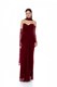 Bordo Straplez Dantel Abiye Elbise