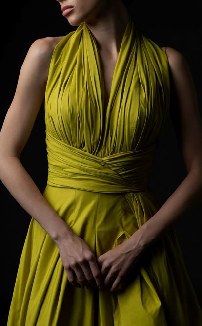 Olive Halter Yaka Geniş Paça Abiye  Tulum