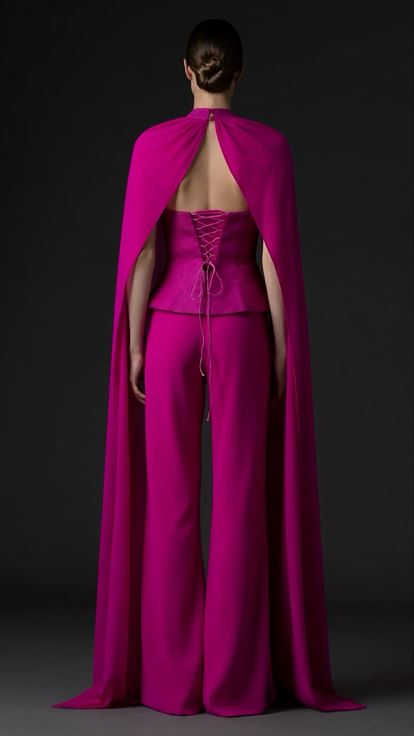 Fuşya Peplum Kesim Abiye Tulum