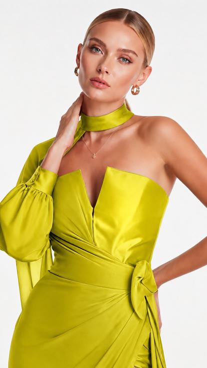 Strappy Evening Dress with Peanut Sleeve Detail