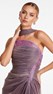 Gül Kurusu Asimetrik Drape Detaylı Yırtmaçlı Dior Organze Abiye Elbise