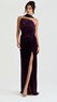 Mor Rengi Asimetrik Yaka Drape Detaylı Dior Organze Abiye Elbise