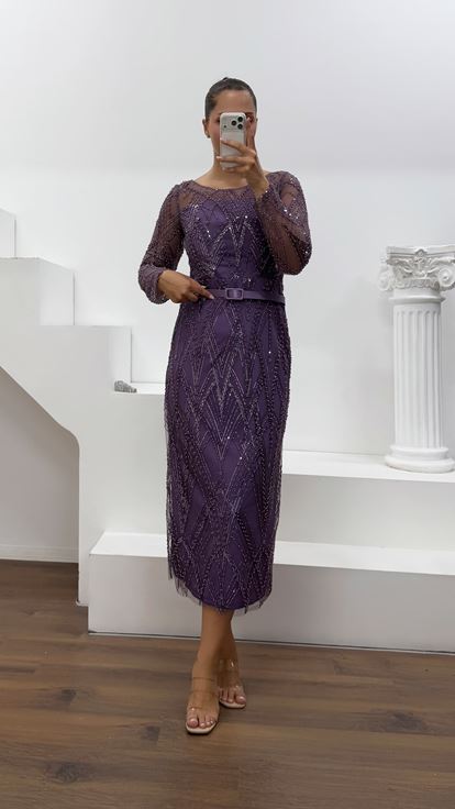 Lila  Zarif Abiye Elbise