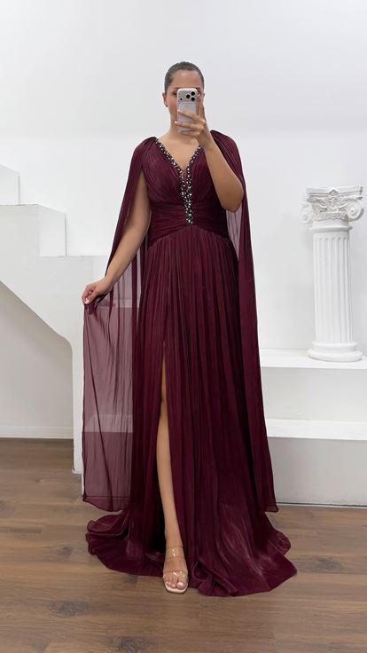 Burdeos Elegante Vestido De Fiesta