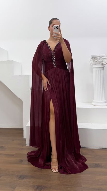 Burdeos Elegante Vestido De Fiesta