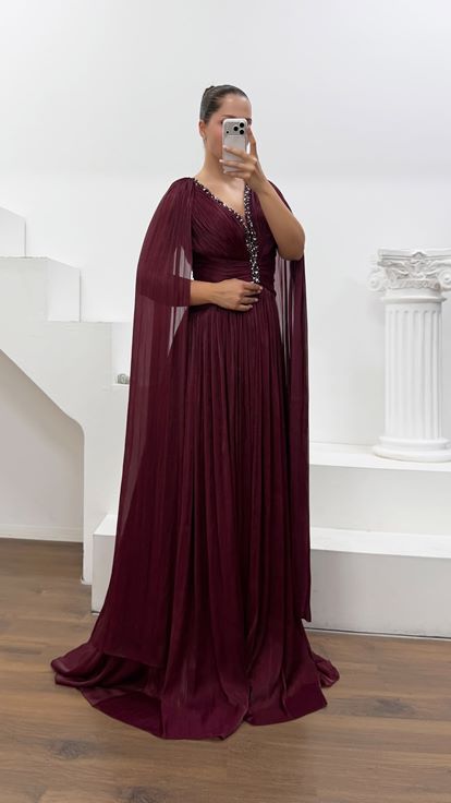 Burdeos Elegante Vestido De Fiesta