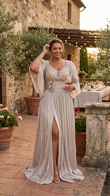 Beige Elegante Vestido De Fiesta
