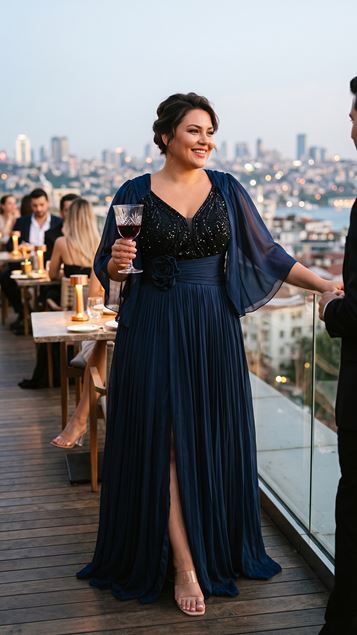 Azul Marino Elegante Vestido De Fiesta