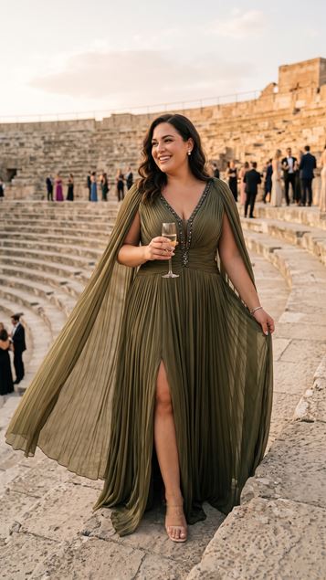 Verde Oliva Elegante Vestido De Fiesta