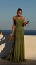 Haki Halter Yaka Drapeli Dior Organze Abiye Elbise