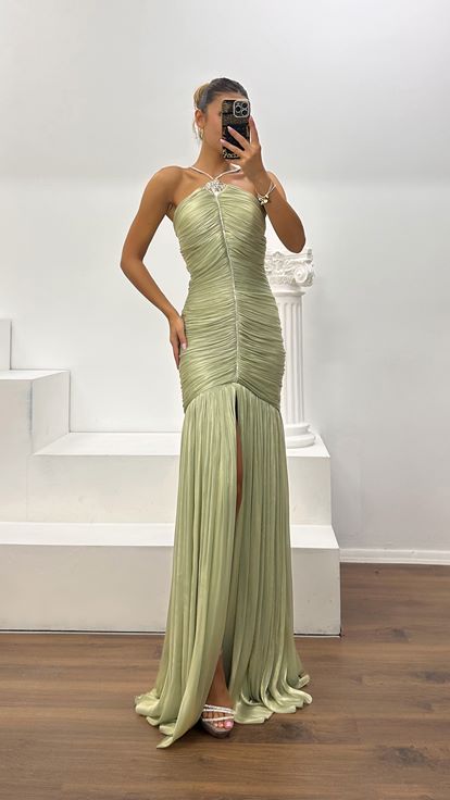 Robe de Soirée Froncée en Organza Dior Menthe