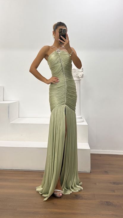 Robe de Soirée Froncée en Organza Dior Menthe