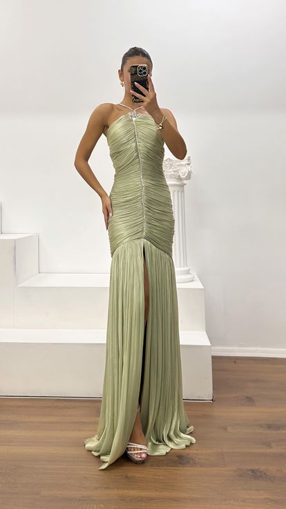 Robe de Soirée Froncée en Organza Dior Menthe