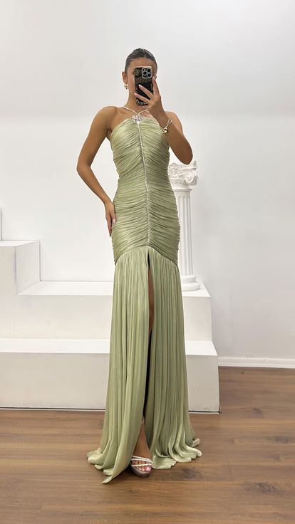 Robe de Soirée Froncée en Organza Dior Menthe