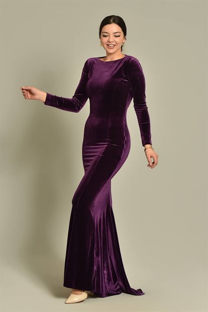 Murum Back Decollete velvet Evening Dress