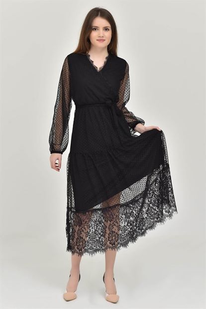 Siyah Dantel Elbise