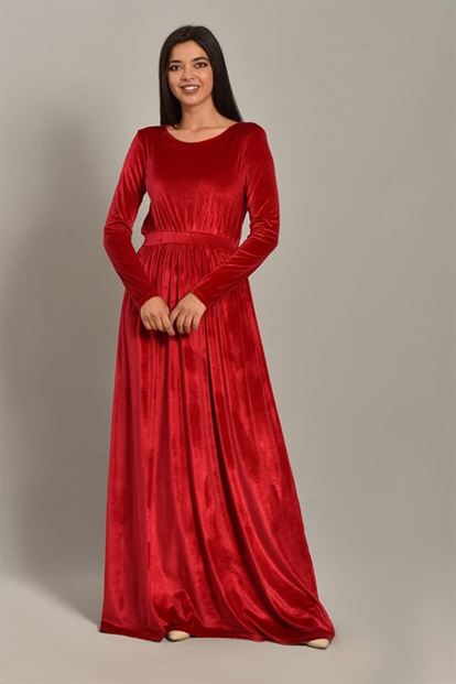 Maroon velvet long dress