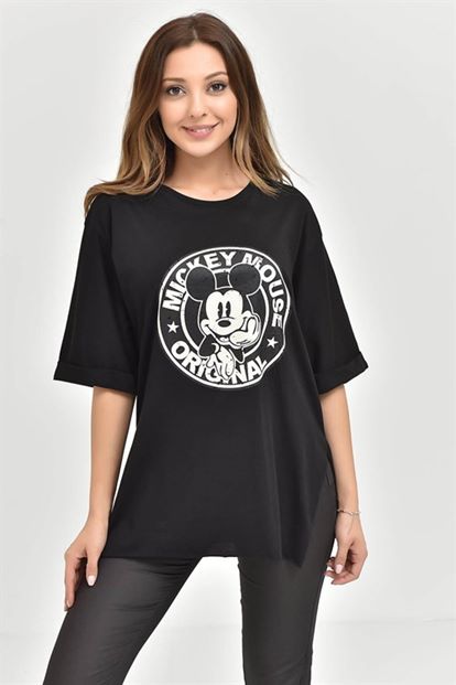Siyah Mickey Mouse Tişört