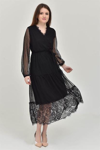 Siyah Dantel Elbise