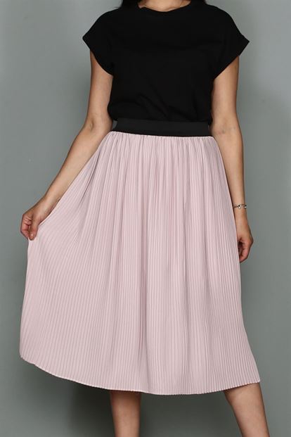 Rubber Waist Pleated Skirt dirty pink