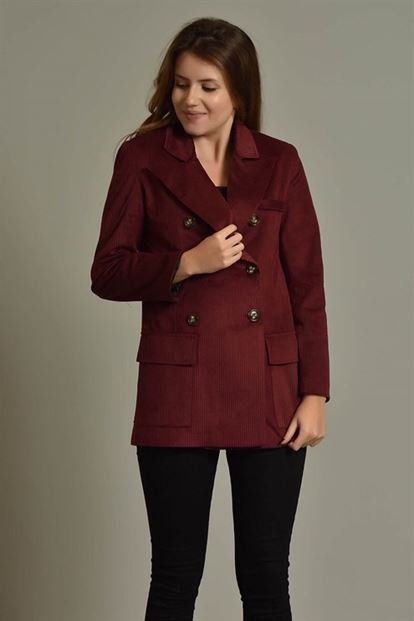 Burgundy Flyilli Velvet Blazer Jacket