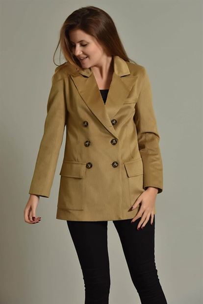 Cream Attay Velvet Blazer Jacket