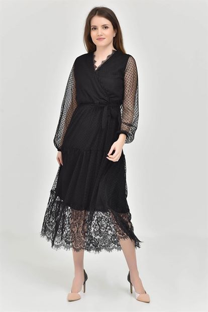 Siyah Dantel Elbise